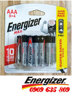 Energizer E92 - Pin AAA 1.5v Energizer E92 BP8+4 Maxel Power Seal Alkaline (Singapore)| Vỉ 12viên